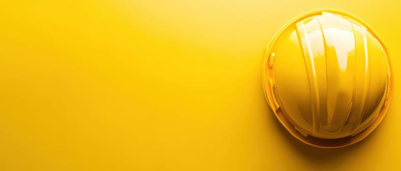 Bright yellow hard hat on a vibrant background photo