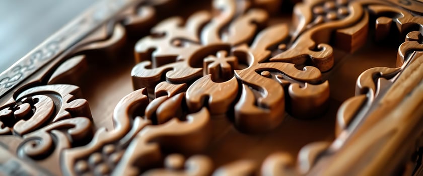 close up view of a wooden carving photo