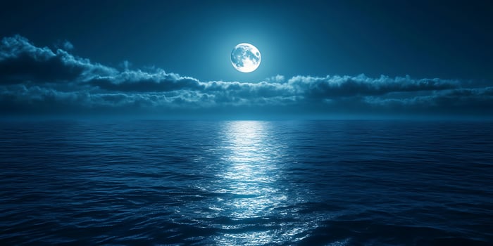 Serene Night Moonlit Ocean Reflections photo