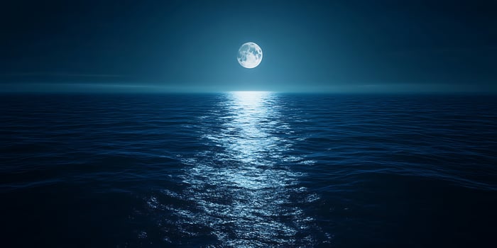 Serene Moonlight on the Ocean Night Sea Background Image photo