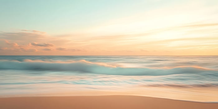 Ocean Sunset Beach Scene Waves Sand Tranquil Seascape photo