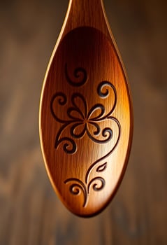 wooden spoon with a design on it photo