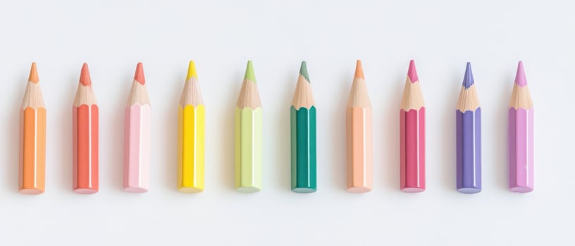 Vibrant colored pencils on white surface photo