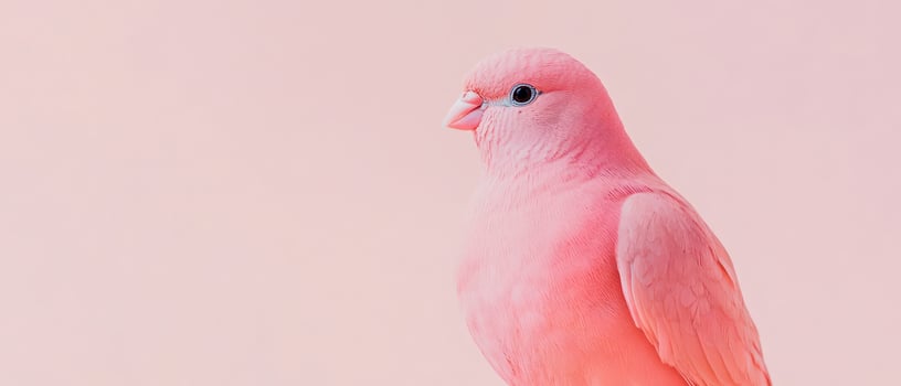 Unique pink bird perched against soft background photo