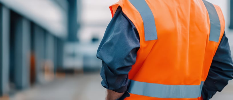 Construction worker in safety gear on site photo