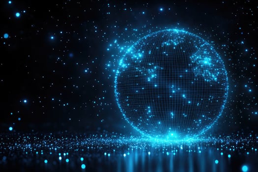 Digital representation of planet Earth in a cosmic environment. photo