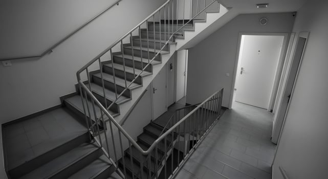 Stairway with Railing and Doors photo