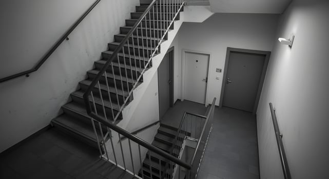 Staircase with Doors in Monochrome photo