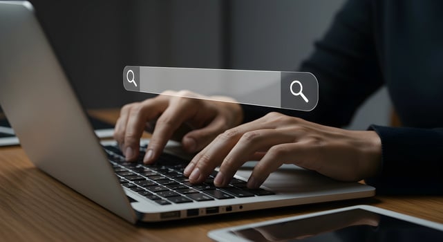 Typing on Laptop - with Search Bar photo