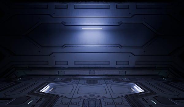 Modern showroom, sci-fi style, background, technology, 3D illustration photo