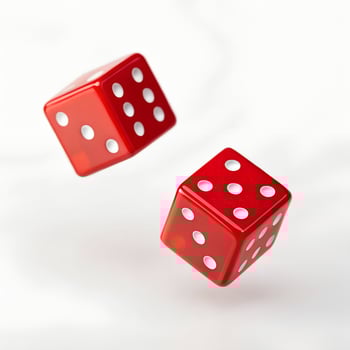 Two Red Dice Showing Different Numbers photo