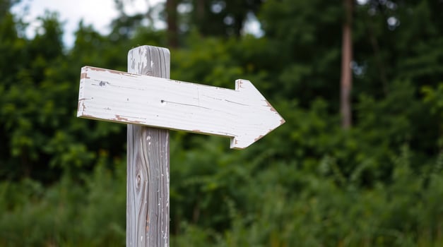 Wooden white paint effect arrow direction sign. photo