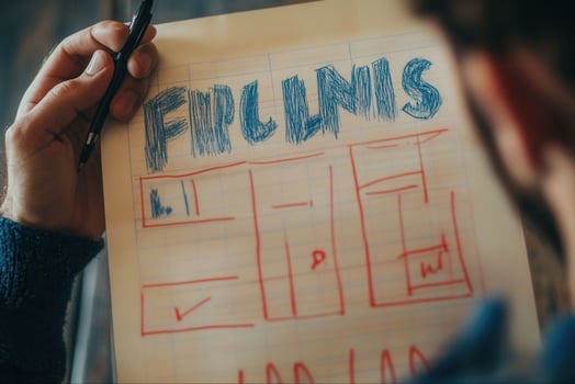 Person sketching design concepts on paper with colorful markers in a creative workspace photo
