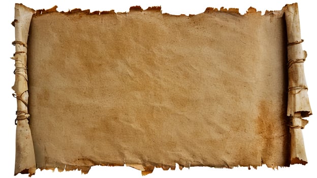 Vintage Old Paper Scroll with Torn Edges and Texture photo