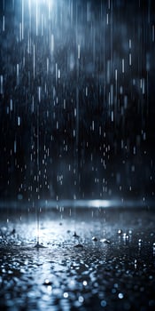 Heavy Rainfall with Water Droplets on Dark Surface, Moody Night Rain photo