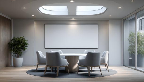 Modern meeting room design with whiteboard urban office interior space professional environment photo
