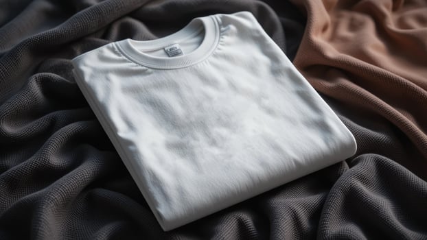 3D Rendered White T-Shirt on Fabric photo