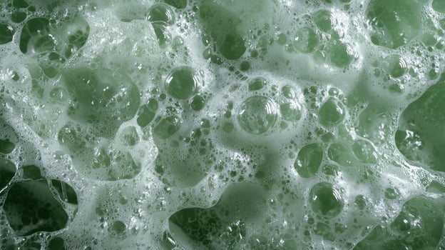 Lush green bubbles create a frothy, textured surface photo
