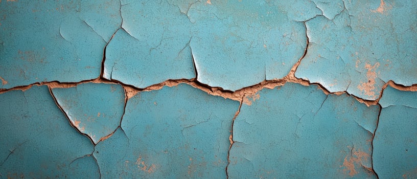 Cracked blue paint surface, abstract texture background photo