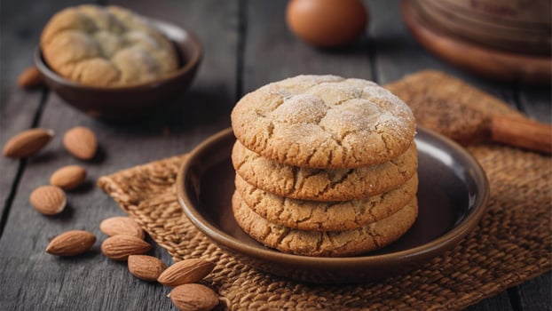 Albarracn Almond Cookies Traditional Spanish cookies from Albarracn, made with ground almonds, sugar, and eggs, offering a delightful, chewy texture photo
