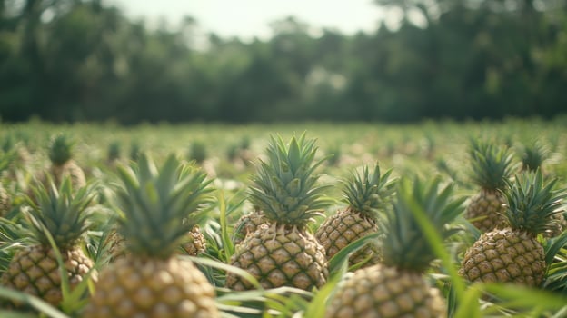Lush pineapple field stretching across a vast landscape. photo