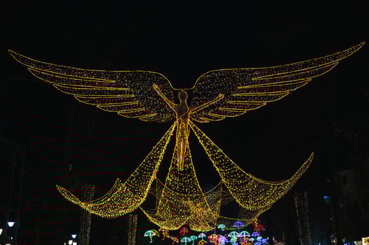 A charming display of festive lights inspired by a serene and angelic motif photo