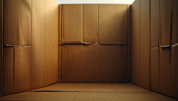 Empty cardboard box interior illuminating shipping and packaging concepts photo