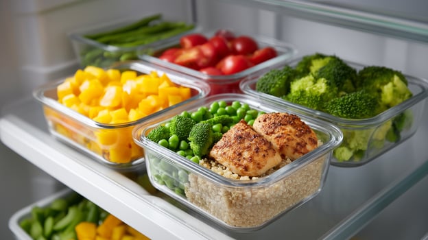 Fridge packed with diet-friendly meals and snacks photo