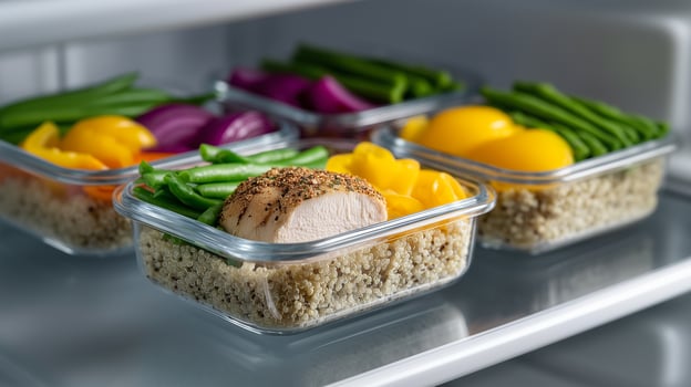 Fresh produce and lean protein for healthy lifestyle photo