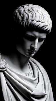Stoic marble statue in dramatic lighting showcasing classical artistry photo
