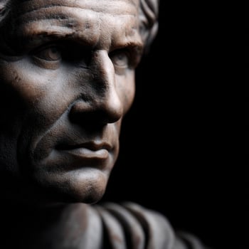 Stoic marble bust depicting a historical figure in detailed artistry photo