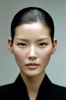 A woman with black hair and black clothes photo