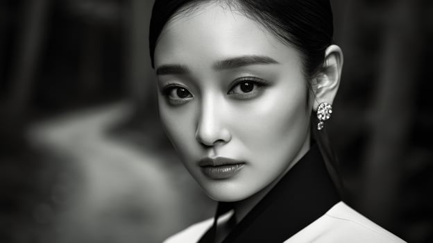 A black and white photo of a woman