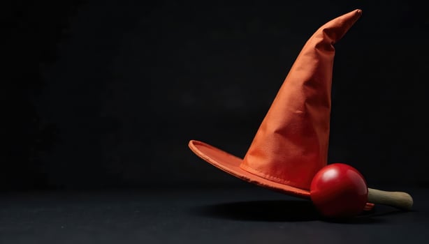 A red hat with a witch's hat on top photo