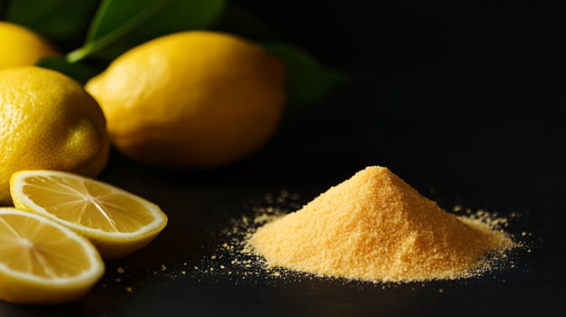 A pile of lemon juice and a lemon photo