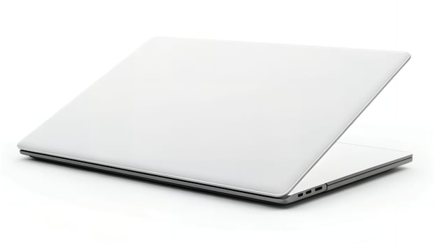 Open Laptop Computer on White Background for Technology Mockup photo