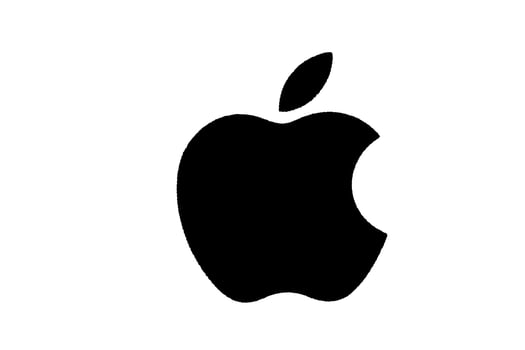 Brazil, May 10, 2025. Apple logo in black isolated on white background photo
