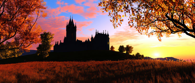 Autumn Castle Sunset Landscape photo