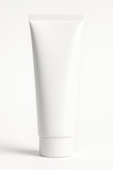 White Cylindrical Plastic Tube With Screw Cap on Smooth Surface in Studio Lighting, High Resolution Image for Product Design and Branding photo