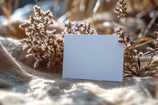Blank card on burlap photo