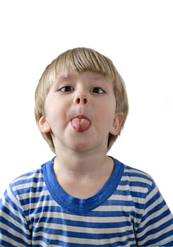 Little boy sticking out his tongue photo