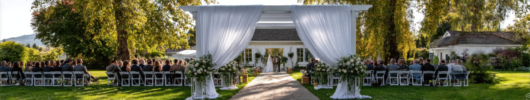 Beautiful outdoor wedding ceremony at a scenic venue photo