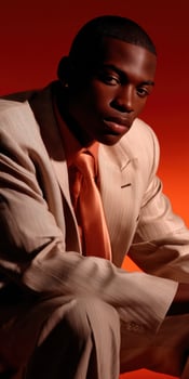 Portrait of a man in formal attire against a vibrant background photo