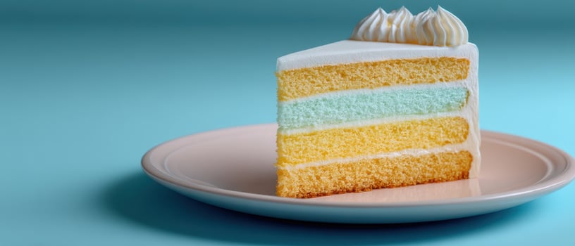 Delicious yellow swirl cake slice bright kitchen food photography soft focus sweet treat photo