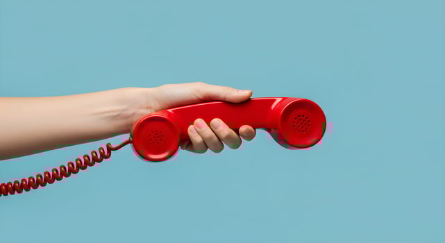 Red Phone Receiver Held by Hand photo