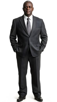 A black man in a suit and tie standing photo