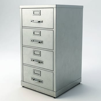 Metal filing cabinet with four drawers photo