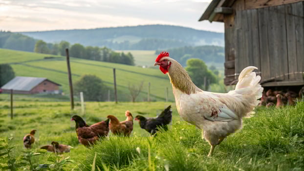 chicken farm animal barnyard bird feathers poultry photo
