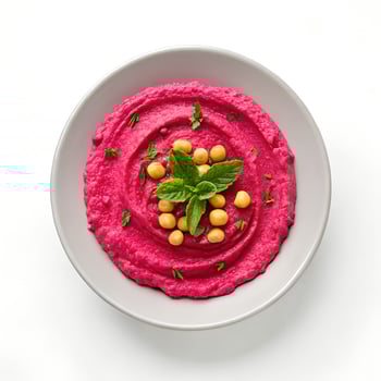 Elegant Plate of Beetroot Hummus with Pita Bread photo