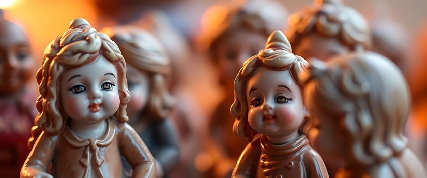 group of little figurines of little girls photo